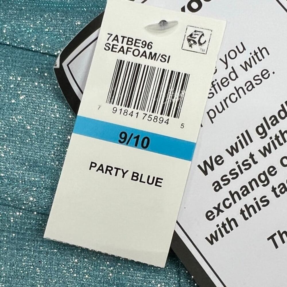 B Darlin Juniors 9/10 Turquoise Sparkle Strapless Homecoming Mini Dress NWT - Picture 10 of 11